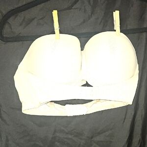 Cream Seamless Wireless Bra with Soft Fabric and Adjustable Straps